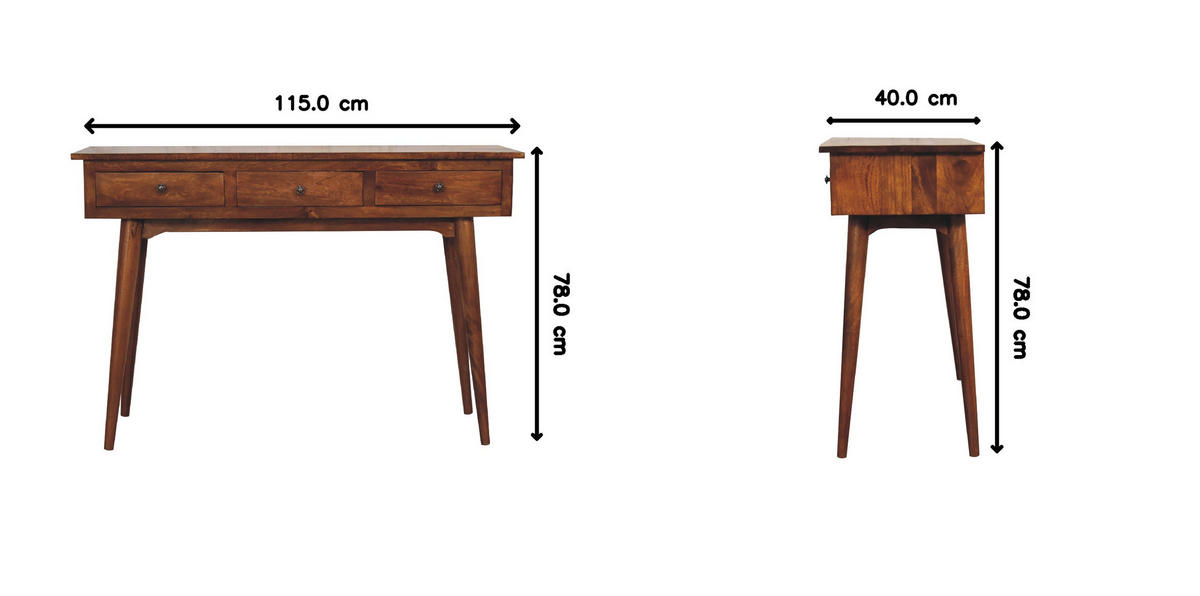 KONSOLENTISCH mit Kastanienholz-Finish - Dunkelbraun/Messingfarben, Mangoholz/Holz (40/115/78cm) - Artisan Furniture