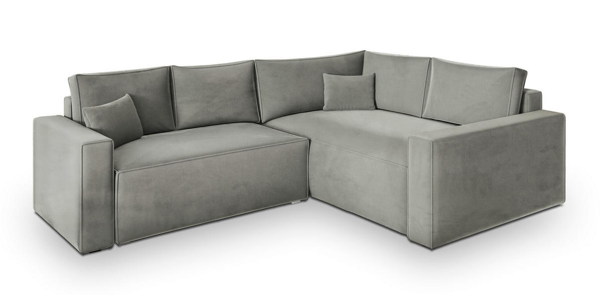 ROHOVÁ SEDAČKA ERONIS světle šedá - šedá/světle šedá, dřevo/textil (265/194cm) - MASSENO