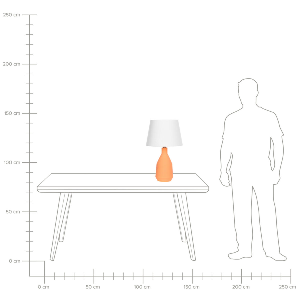 TISCHLAMPE Lambre 33/33/53 cm - Orange, Keramik (33/33/53cm) - Beliani