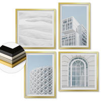 WANDBILDER 4er Set - 50x50 cm & 40x60 cm Goldrahmen - Moderne Architekturgeometrie - Goldfarben, Kunststoff (50/50cm) - ArtPrintCave