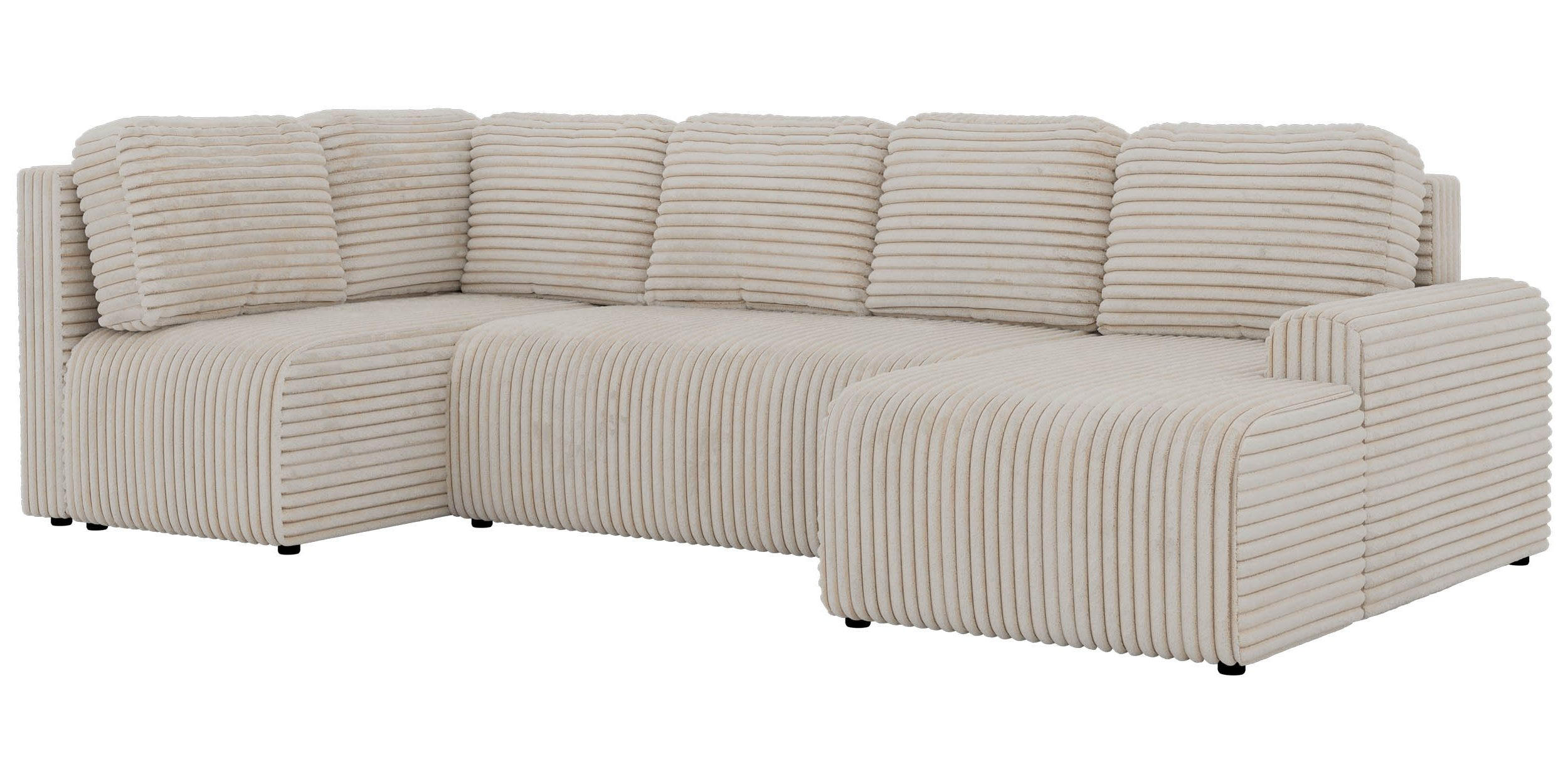 SEDACÍ SOUPRAVA NESSARO COR U Béžová Manšestr - Vlevo - černá/béžová, textil/plast (307/92/151cm) - MKS