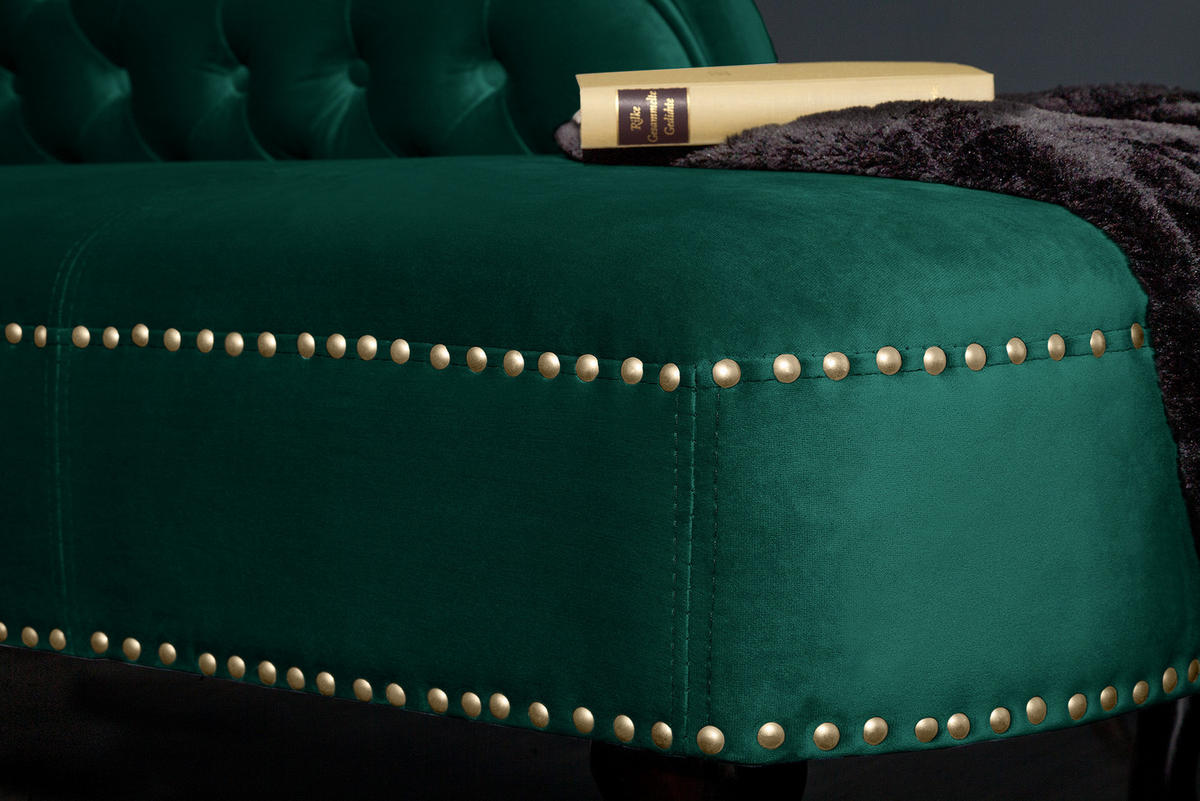 LIEGE CHESTERFIELD Samt Smaragdgrün 170 cm - Dunkelbraun/Grün, Holz/Textil (170/73/60cm) - riess-ambiente