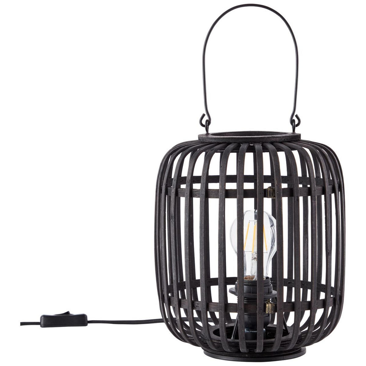 TISCHLEUCHTE Woodrow 93062/76 - Schwarz, Holz (21.5/21.5/43cm) - Brilliant