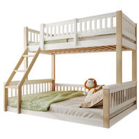 ETAGENBETT 90/200 + 140/200 cm aus Kiefer mit Bettgitter und Leiter Weiß/Natur - Weiß, Holz (90/200cm) - Modenvie