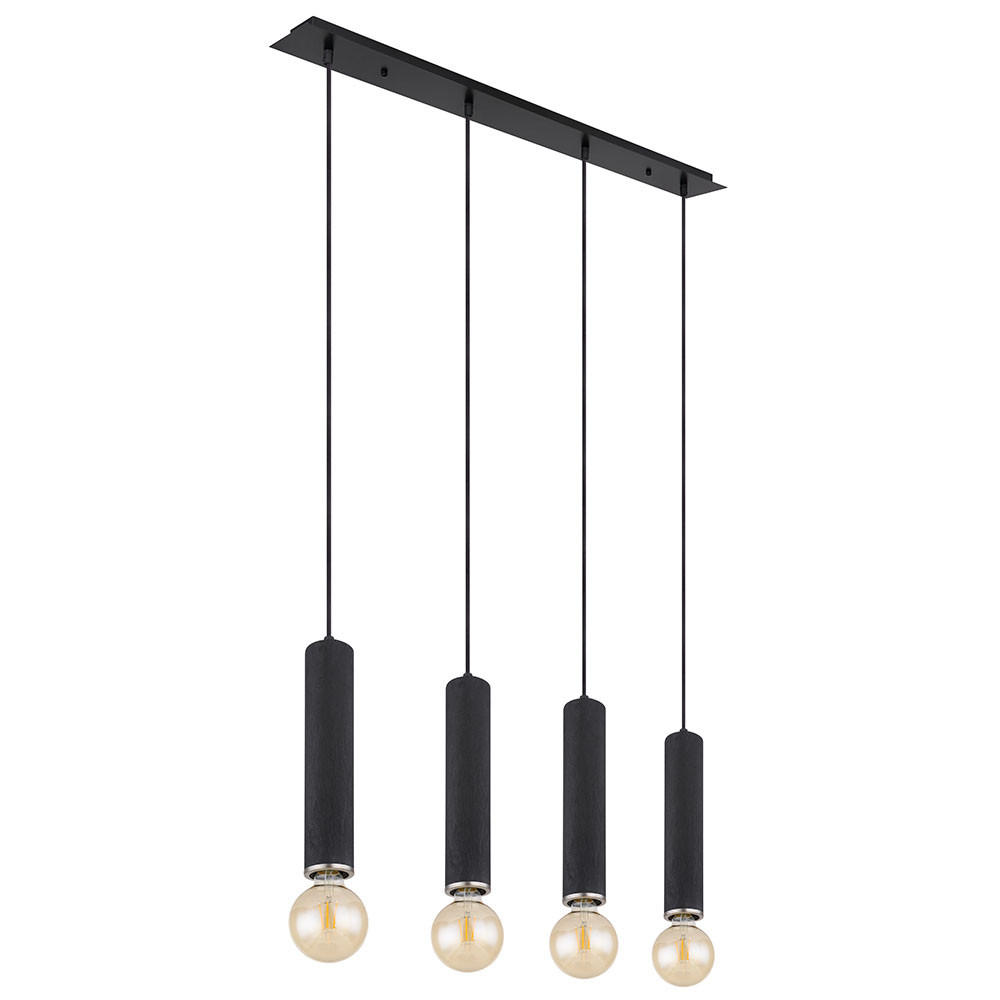 LED HÄNGELEUCHTE Metall Holzoptik Schwarz 4-flammig - Schwarz, Holz (93/10/120cm) - Globo Lighting