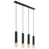 LED HÄNGELEUCHTE Metall Holzoptik Schwarz 4-flammig - Schwarz, Holz (93/10/120cm) - Globo Lighting