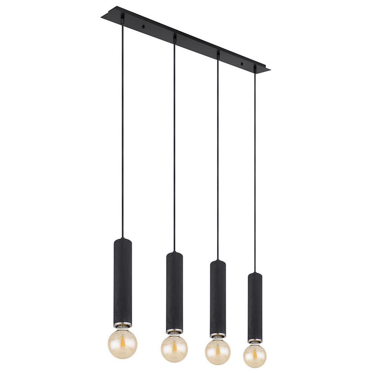 LED HÄNGELEUCHTE Metall Holzoptik Schwarz 4-flammig - Schwarz, Holz (93/10/120cm) - Globo Lighting