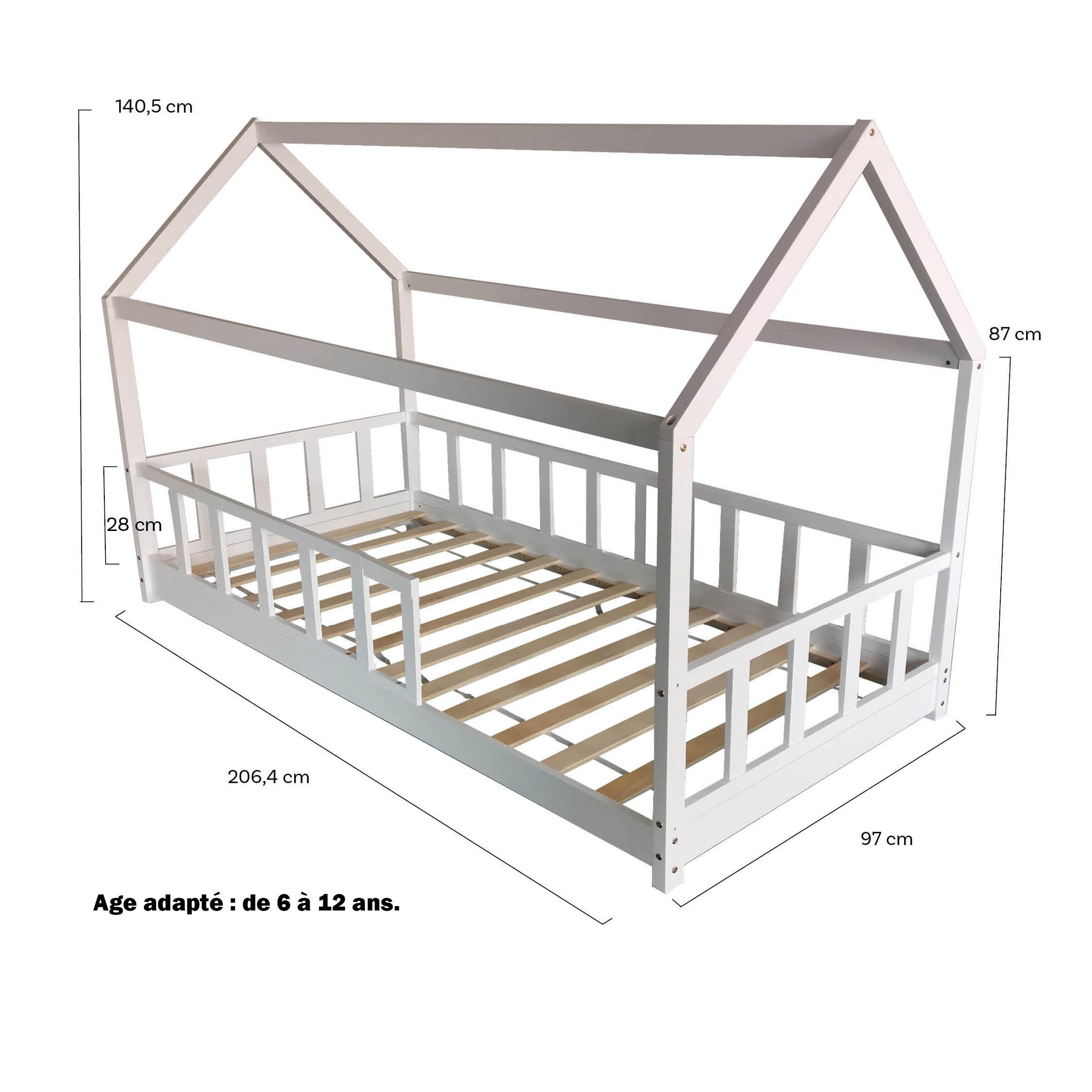Thumbnail - Weber Industries Hausbett, Weiß, Holz, Echtholz,Pinie, 1-Sitzer, 90x200 cm, Kinder- & Jugendzimmer, Kindermöbel, Kinderb...