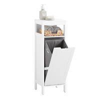 WÄSCHESCHRANK mit Wäschesack Weiß - Weiß, Holzwerkstoff (30/90/30cm) - SoBuy