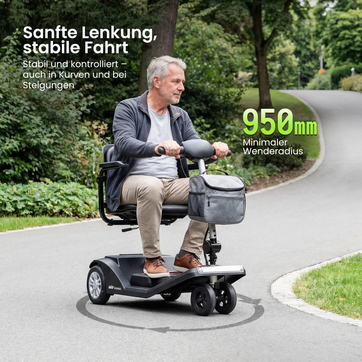 ELEKTROMOBIL 250W 120kg Traglast, 20km Reichweite Lithium-Akku Seniorenmobil - Schwarz, Metall (48/88/102cm)