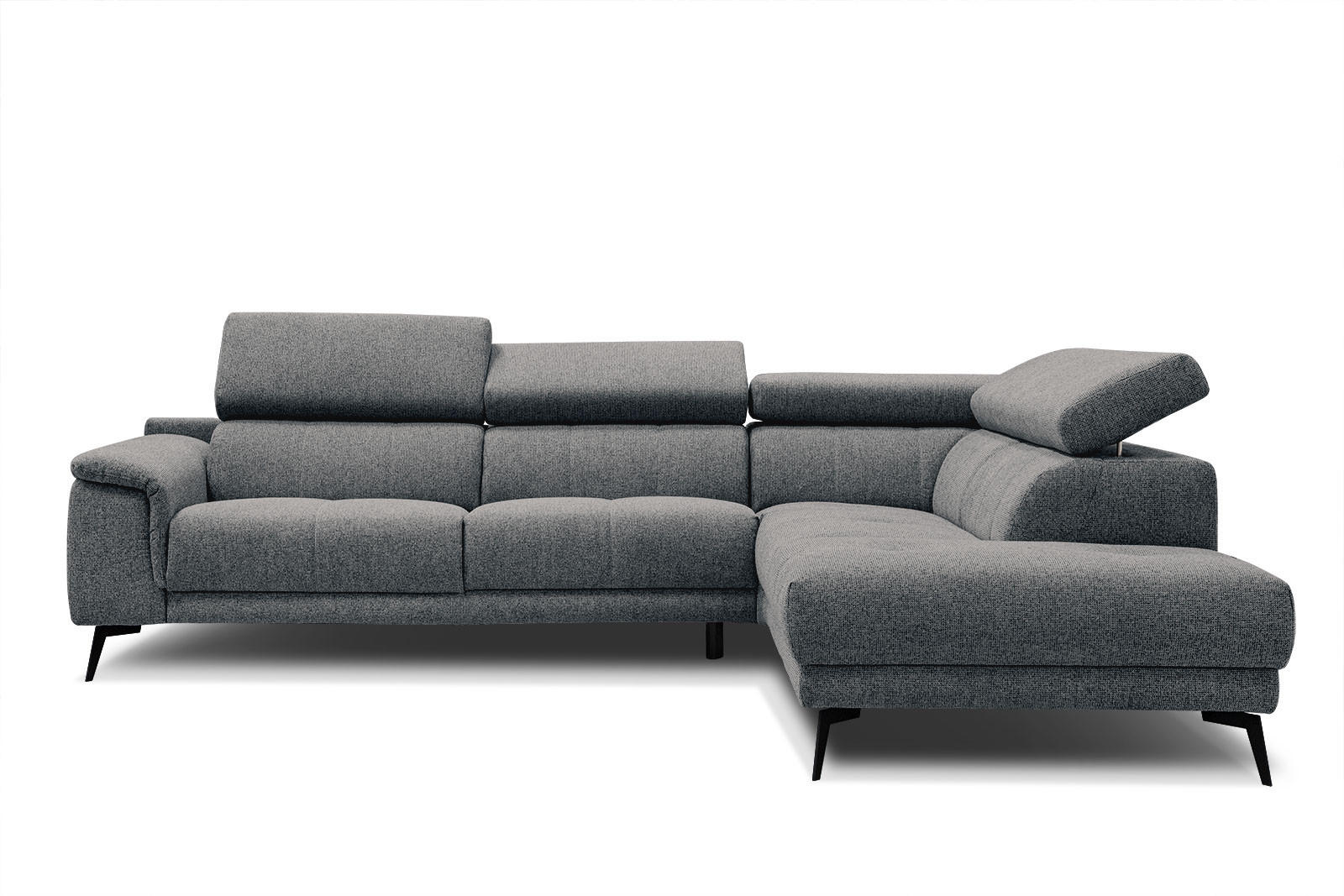 ECKSOFA FIERO 5-Sitzer, dunkelgrau - Dunkelgrau/Schwarz, Holzwerkstoff/Textil (290/228cm) - Courtois Laville