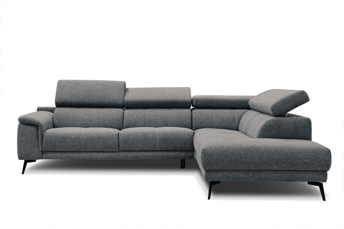 ECKSOFA FIERO 5-Sitzer, dunkelgrau - Dunkelgrau/Schwarz, Holzwerkstoff/Textil (290/228cm) - Courtois Laville