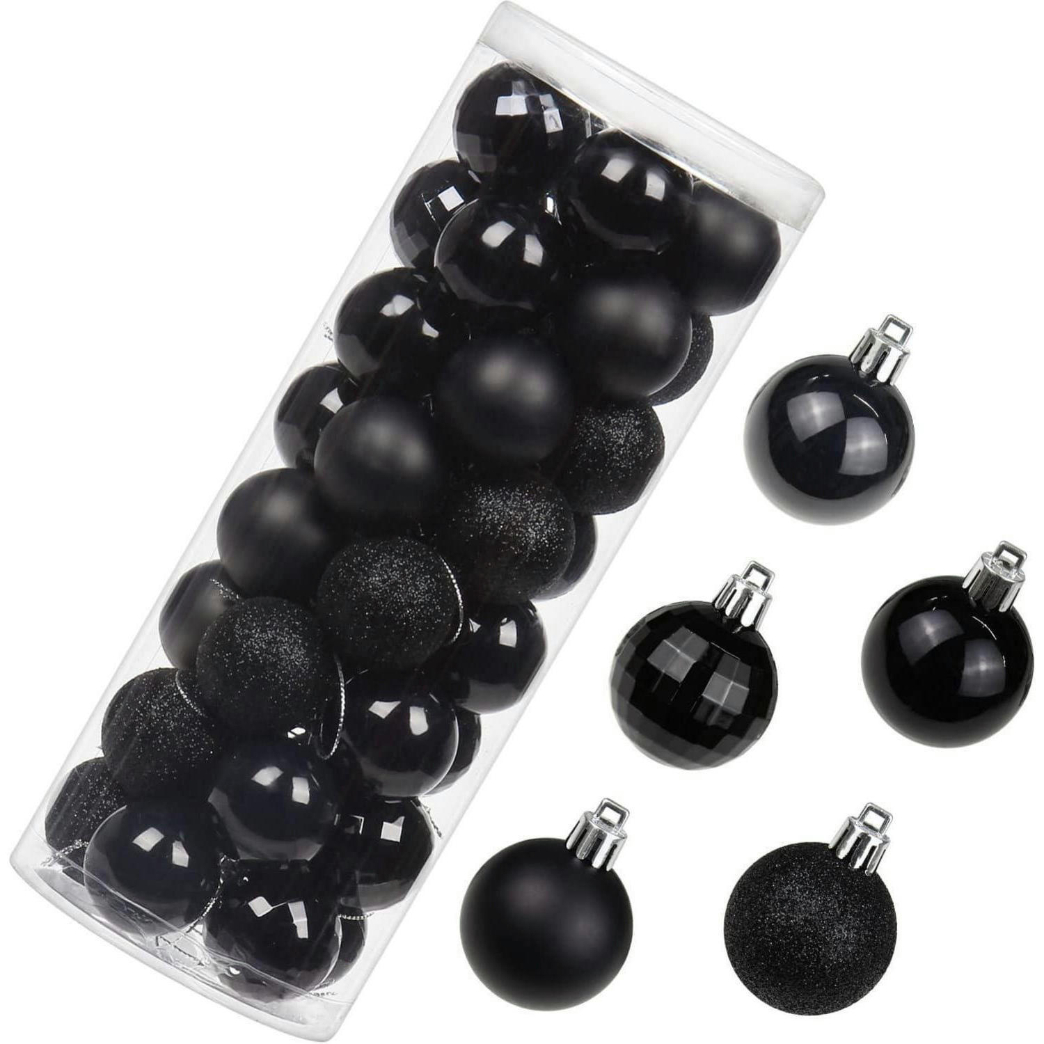 WEIHNACHTSKUGELN 40 Stück Bruchsicher Kunststoff Schwarz 4 cm - Schwarz, Kunststoff (4/4/4cm)