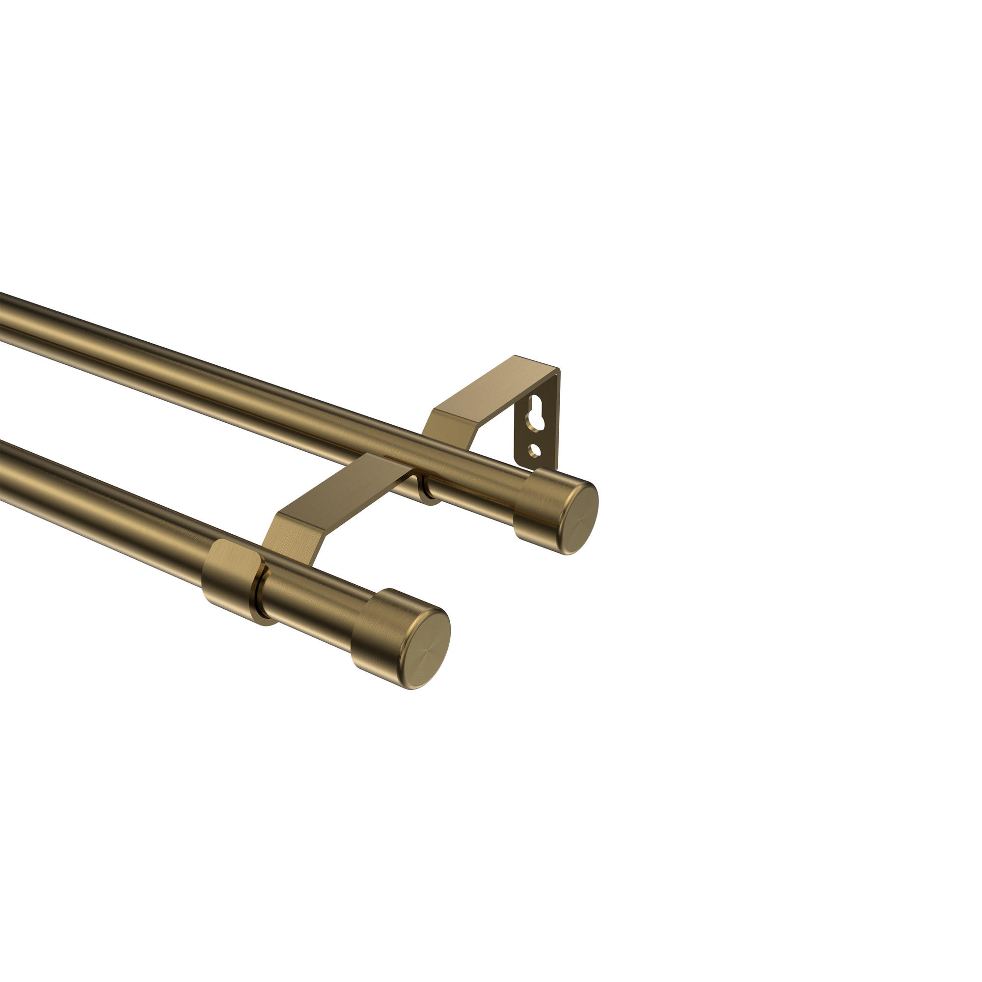 GARDINENSTANGE Olymp Lucan 120 cm, 2-läufig (ohne Ringe), 16 mm Ø Messing Antik - Messingfarben/Bronzefarben, Metall (120cm) - INTERDECO