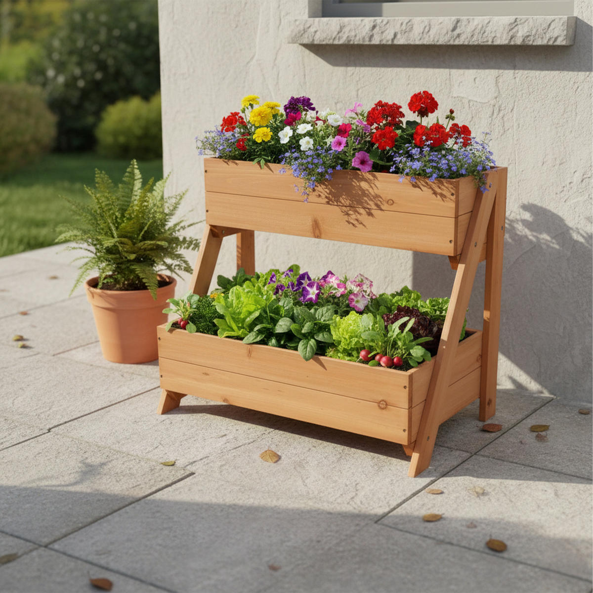 VERTIKÁLNY záhon - oranžová, drevo (62.5/51.5/44cm) - Relaxdays