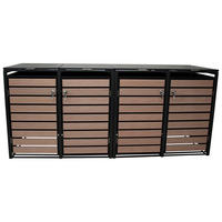 MÜLLTONNENVERKLEIDUNG Liverpool - Mülltonnenbox für 4 - in Holzoptik - , Stahl pulverbeschichtet verzinkt, anthrazit - Grau, Metall (264/116/80cm) - TPFGarden