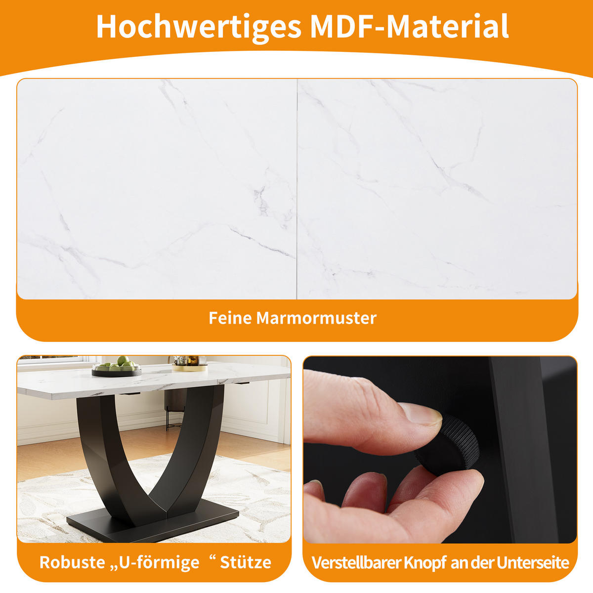 ESSGRUPPE DE-39209 U-förmiger 140/80 cm Tisch mit 4 Stühlen Grau/Schwarz - Schwarz/Grau, Holzwerkstoff (140/75.5/75cm) - ComfortXL