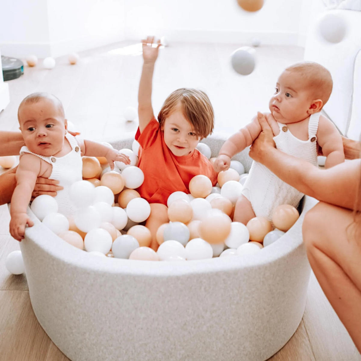 BÄLLEBAD Farbmix 90 cm Durchmesser inkl. 200 Bälle - Pink, Textil (90/30/30cm) - AngeLove