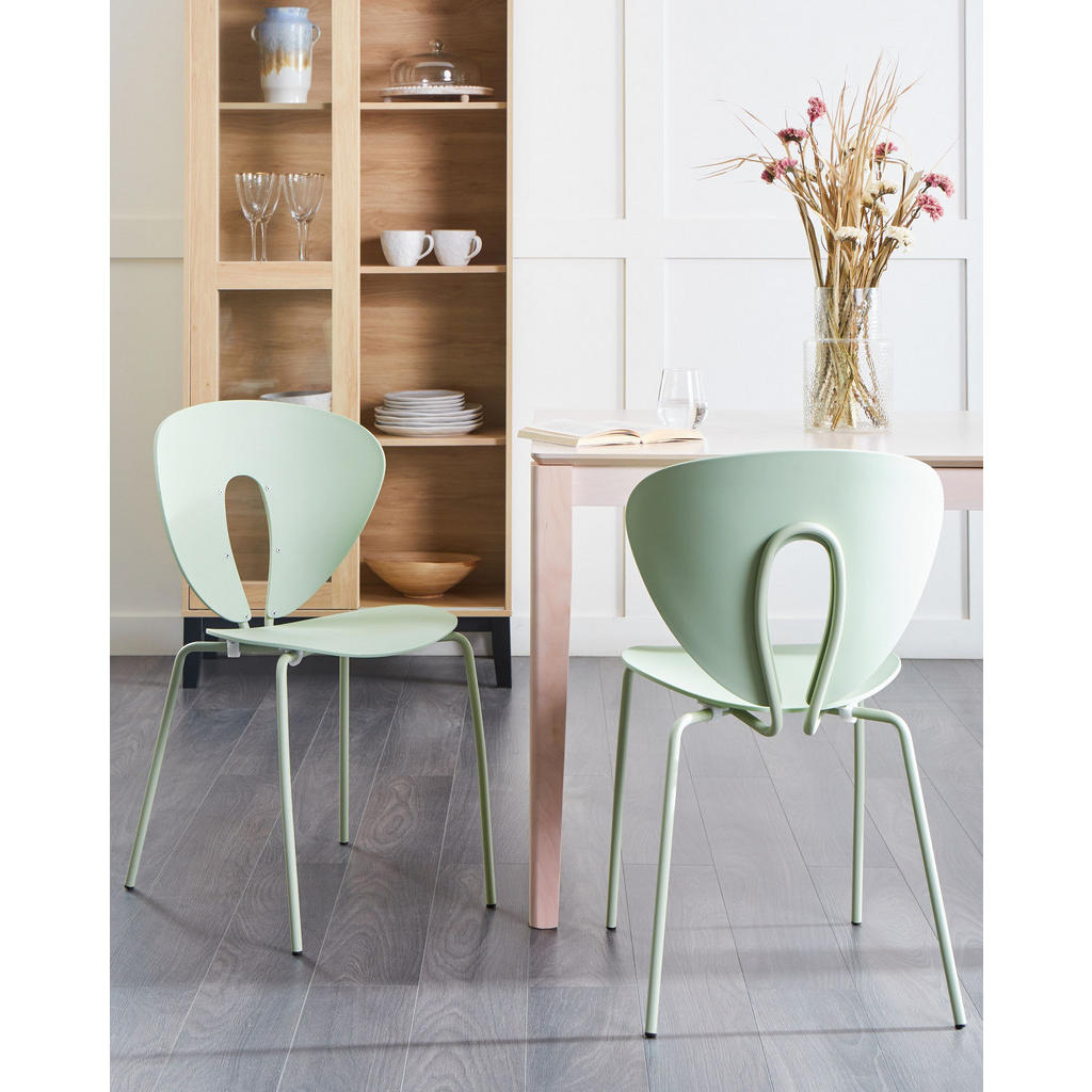 Thumbnail - Beliani Esszimmerstuhl, Hellgrün, Silber, Kunststoff, 47x81x51 cm, Esszimmer, Stühle, Esszimmerstühle, Vierfußstühle