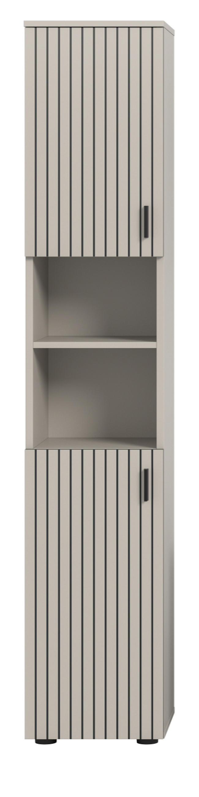 HOCHSCHRANK kaschmir 30 x 192 cm, Badschrank Türanschlag wechselbar - Kaschmir/Schwarz, Holzwerkstoff/Kunststoff (30/192/30cm) - Inn.Furn