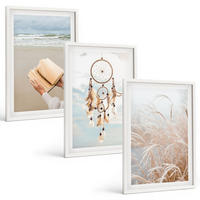 BILDER SET 3er Set - 40x60 cm Weißer Rahmen - Friedliche sommerliche Boho-Landschaften - Weiß, Kunststoff (40/60cm) - TULUP