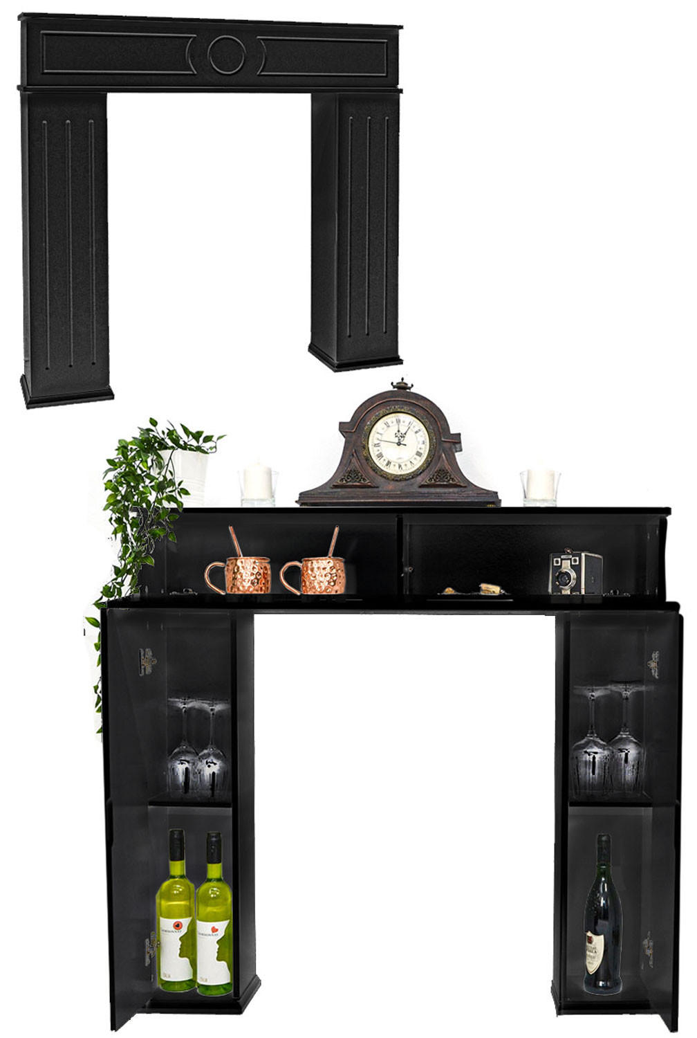 KAMINUMRANDUNG, 107x100cm schwarz - Schwarz, Holz (19/100/107cm) - Dunedesign