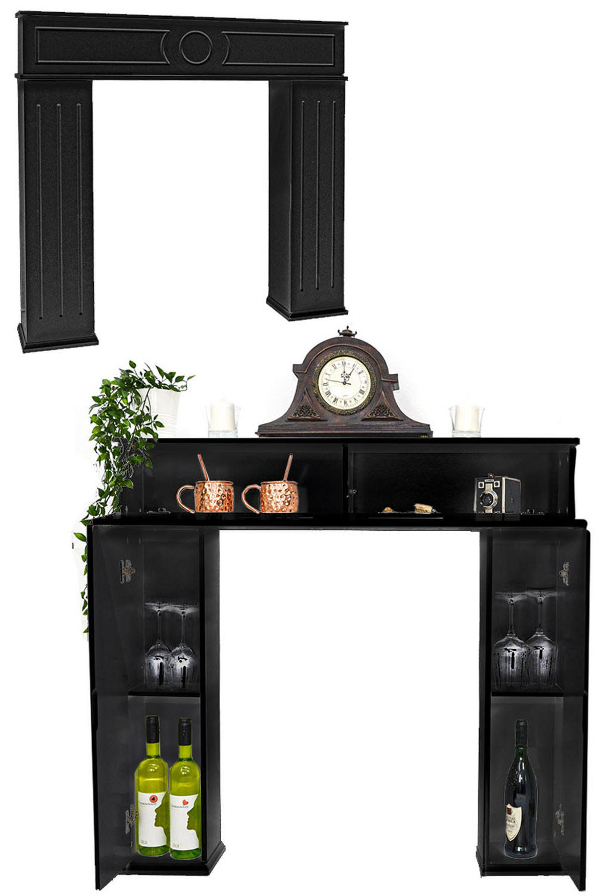 KAMINUMRANDUNG, 107x100cm schwarz - Schwarz, Holz (19/100/107cm) - Dunedesign