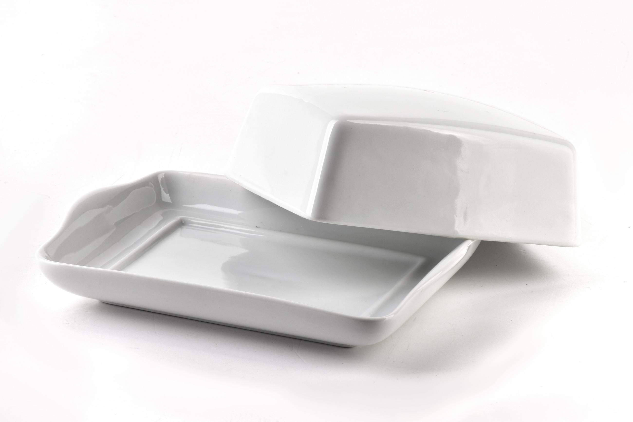 BUTTERDOSE Basic Weiß 16.5/12.5/6 cm Keramik - Weiß, Keramik (12.5/6/16.5cm) - Mondex