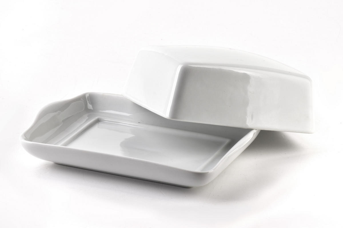 BUTTERDOSE Basic Weiß 16.5/12/5.5 cm Keramik - Weiß, Keramik (12/5.5/16.5cm) - Mondex