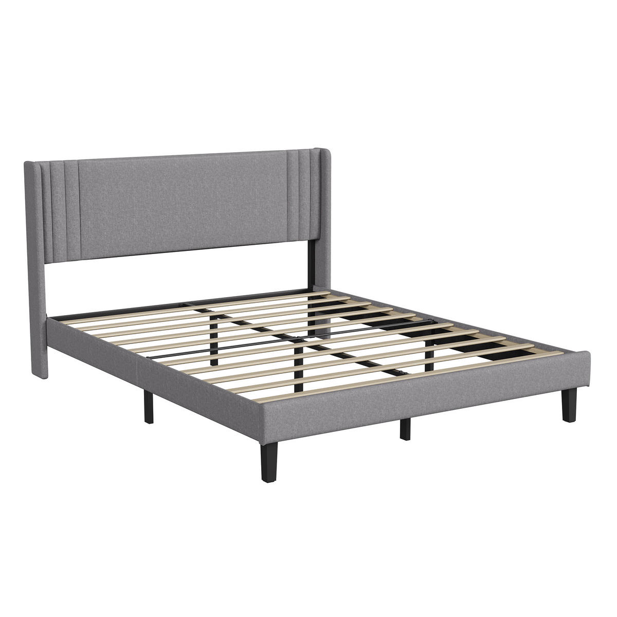 POLSTERBETT 140x200 cm Doppelbett mit Lattenrost, Leinenstoff Grau - Grau, Metall (140/200cm) - EuroLiving