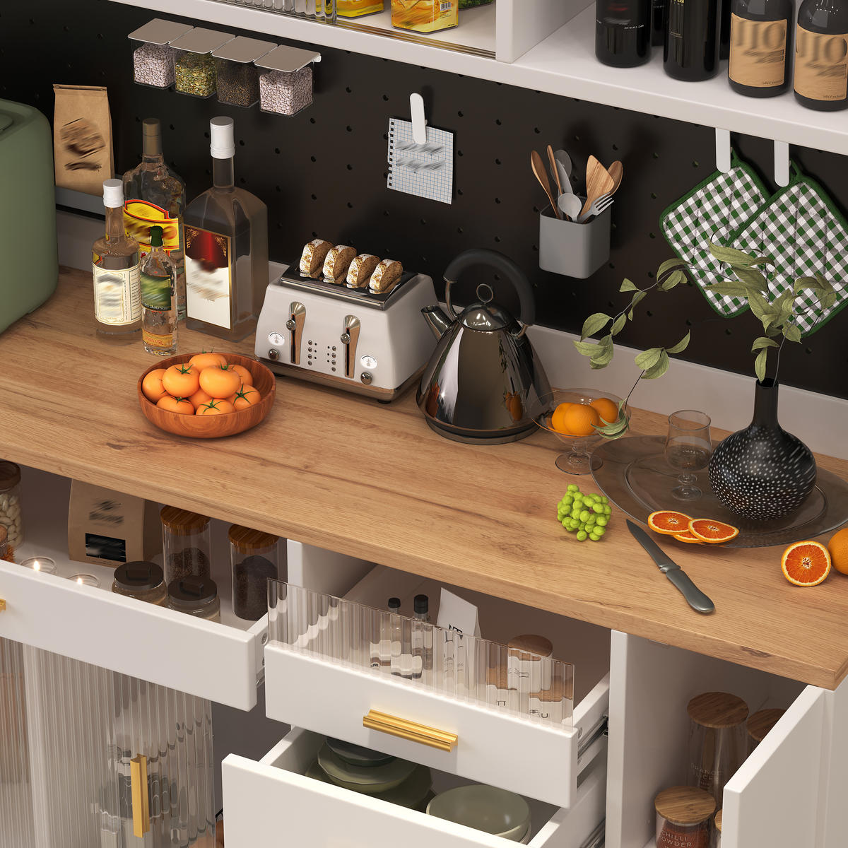 HOCHSCHRANK 145x39x171Cm LED Lochwandregal Weiß - Weiß, Glas (145/171/24cm) - FLIEKS