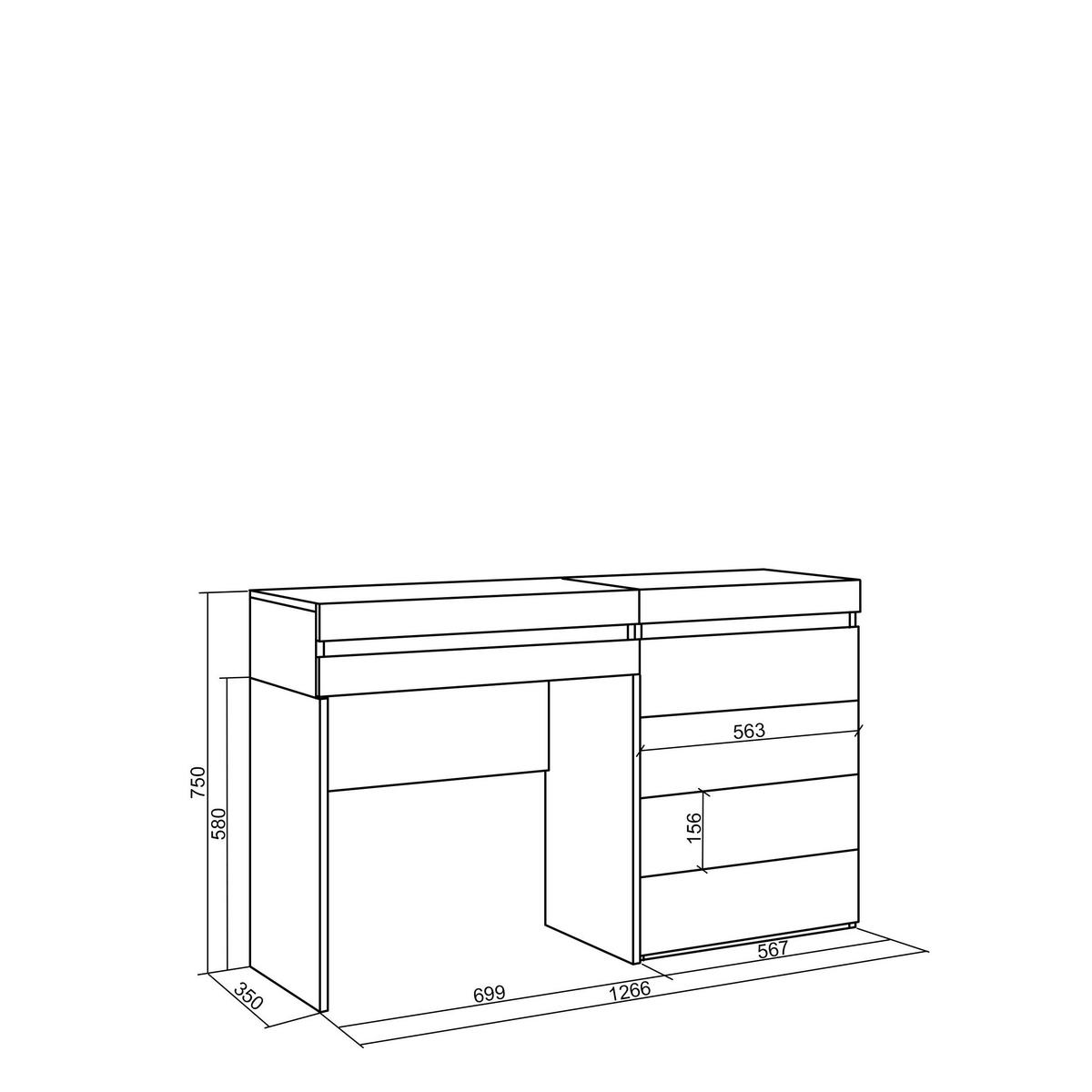 KONSOLENTISCH mit Schubladen, weiß, 127/35/75 cm - Weiß, Holzwerkstoff (127/35/75cm) - Skraut Home