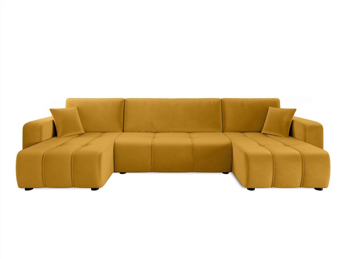 WOHNLANDSCHAFT Dagny - Gelb, Holzwerkstoff/Textil (317/85/146cm) - Fun Möbel