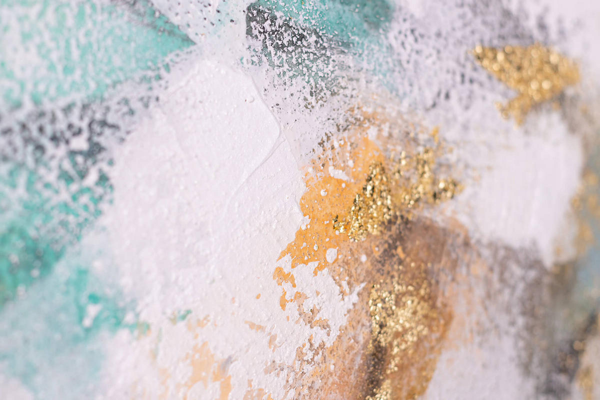 ACRYLBILD HANDGEMALT 120/60 cm - Türkis/Pink, Holz/Textil (120/60cm) - KUNSTLOFT