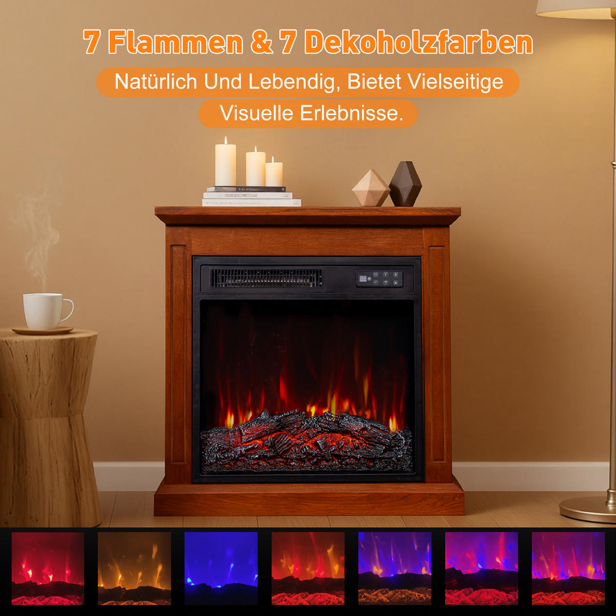 18" Elektrokamin mit Schrank - Braun, Metall (48.5/45.5/13.5cm)