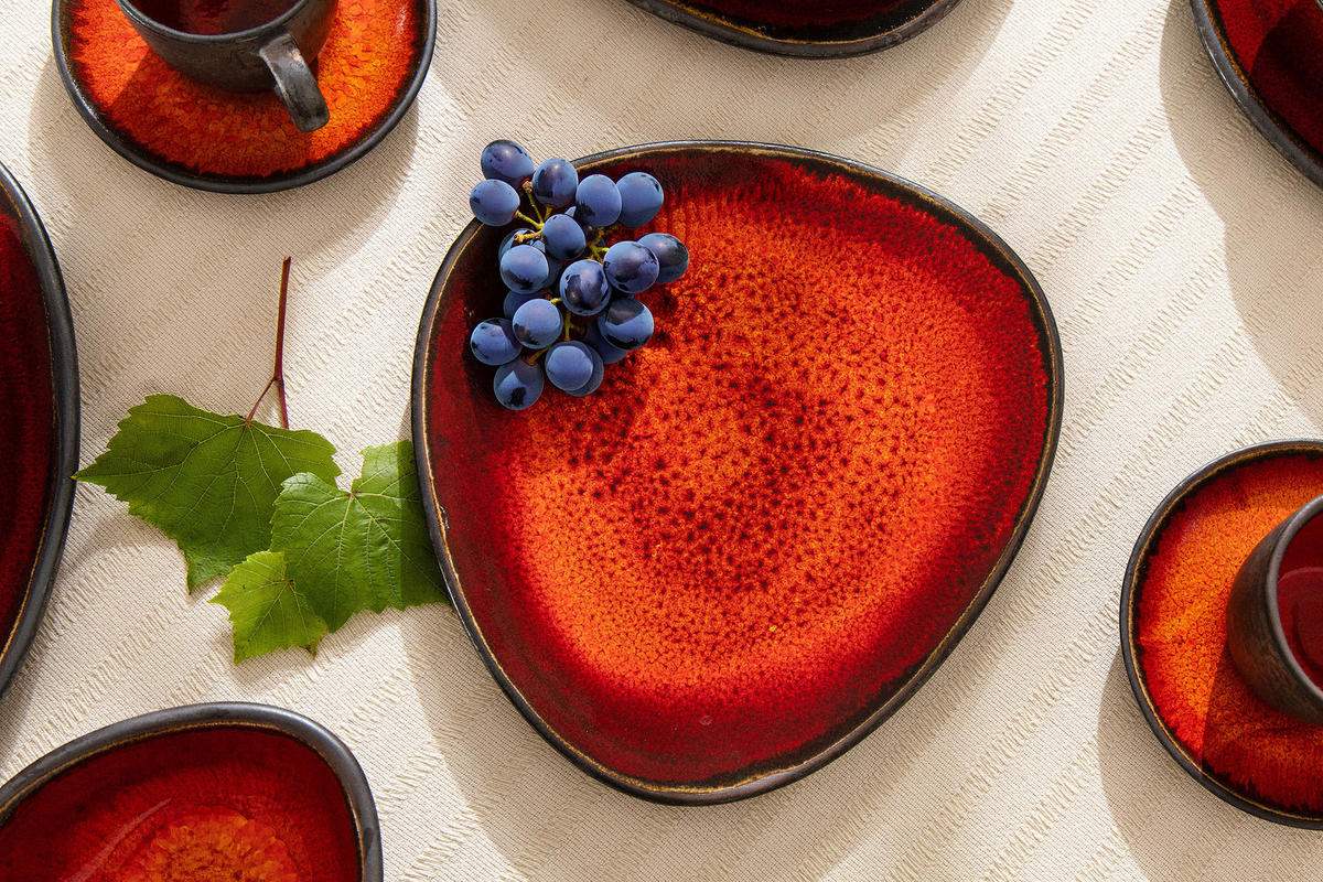 DESSERTTELLER PRIMA 6-tlg, Rot - Rot, Keramik (24/26/2cm) - KONSIMO®