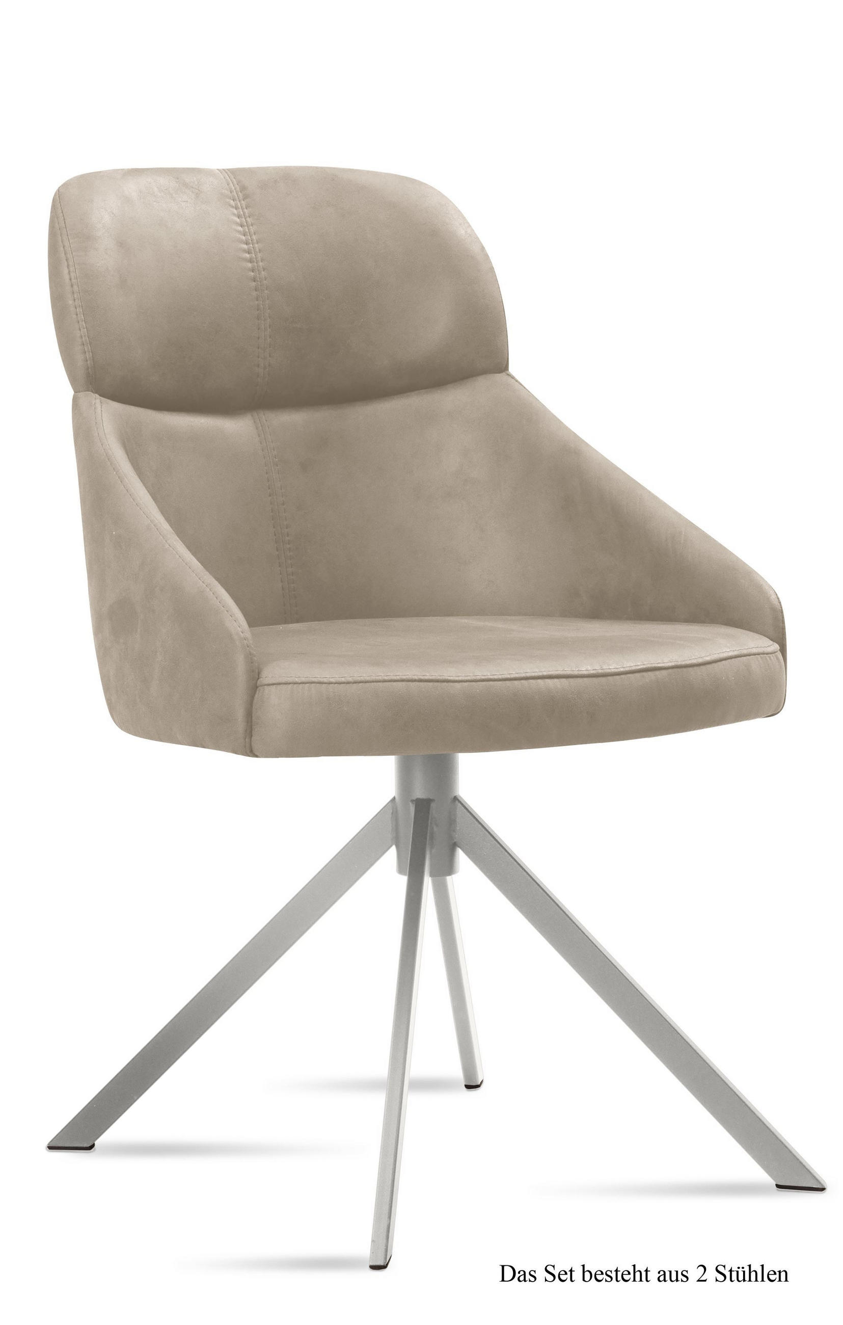 ESSZIMMERSTUHL (2er-Set) Dounia 52x82x63 Edelstahl/Natur - Edelstahlfarben/Naturfarben, Kunststoff (63/82/52cm) - 58aufmkessel