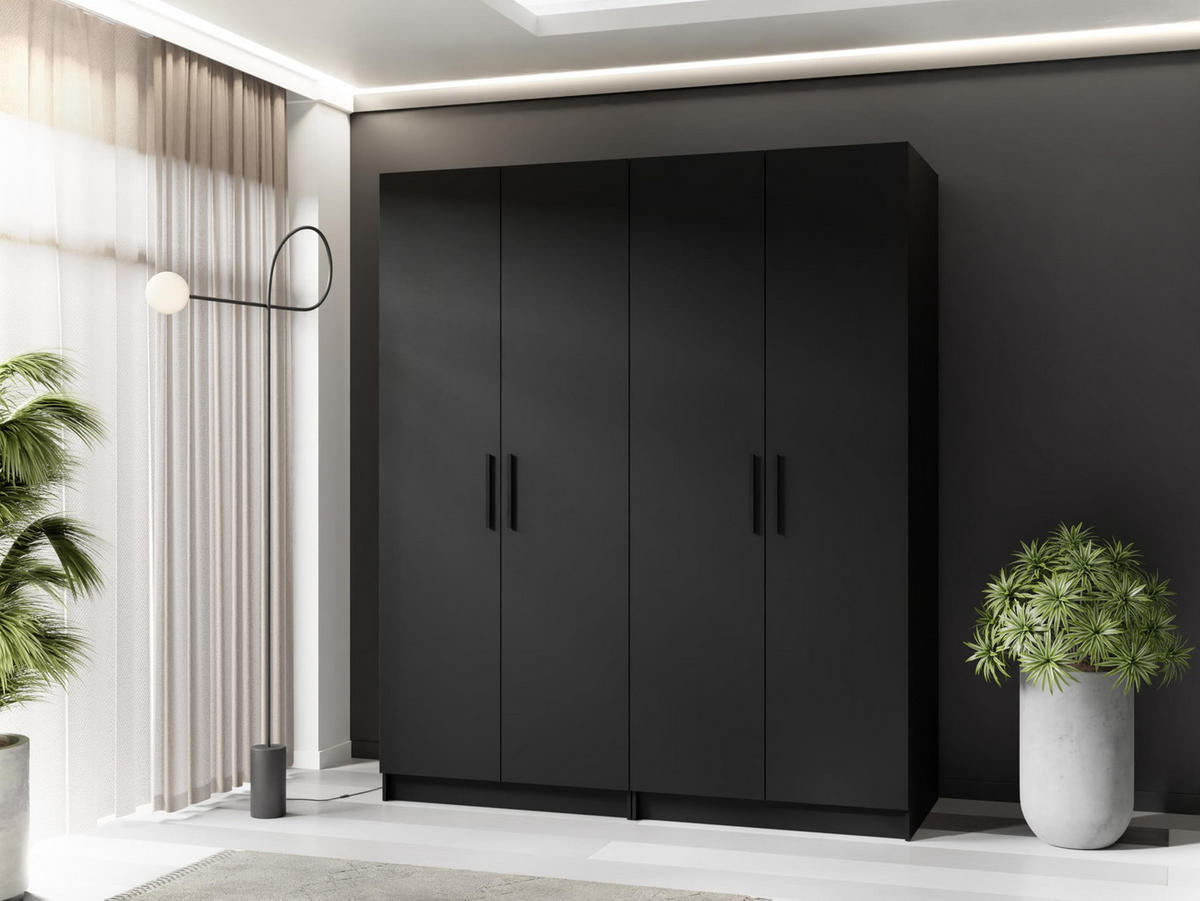 DREHTÜRENSCHRANK GOLD Schwarz - Schwarz, Holzwerkstoff (78/205/52.5cm) - Kier Furniture