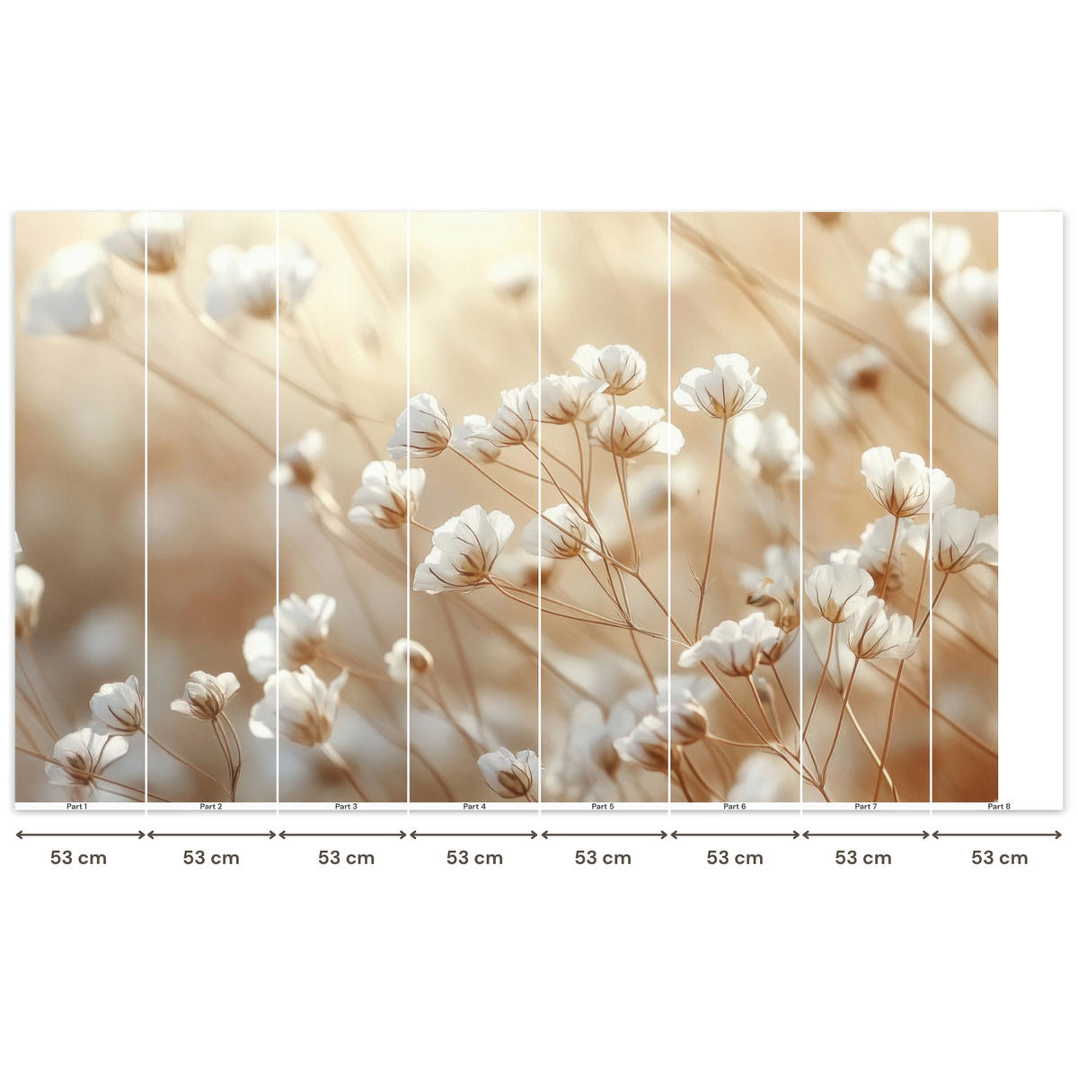 TAPETE - Wild - Blumen - Weiß - 400x240 cm - Creme, Papier (400/240cm) - OnlyWow