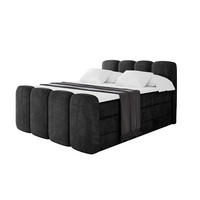 BOXBETT mit Matratze H3|H4 und Lattenrost - NINA-Z KING - 180x200 cm - Schwarz - Schwarz Hochglanz, Holzwerkstoff (180/200cm)