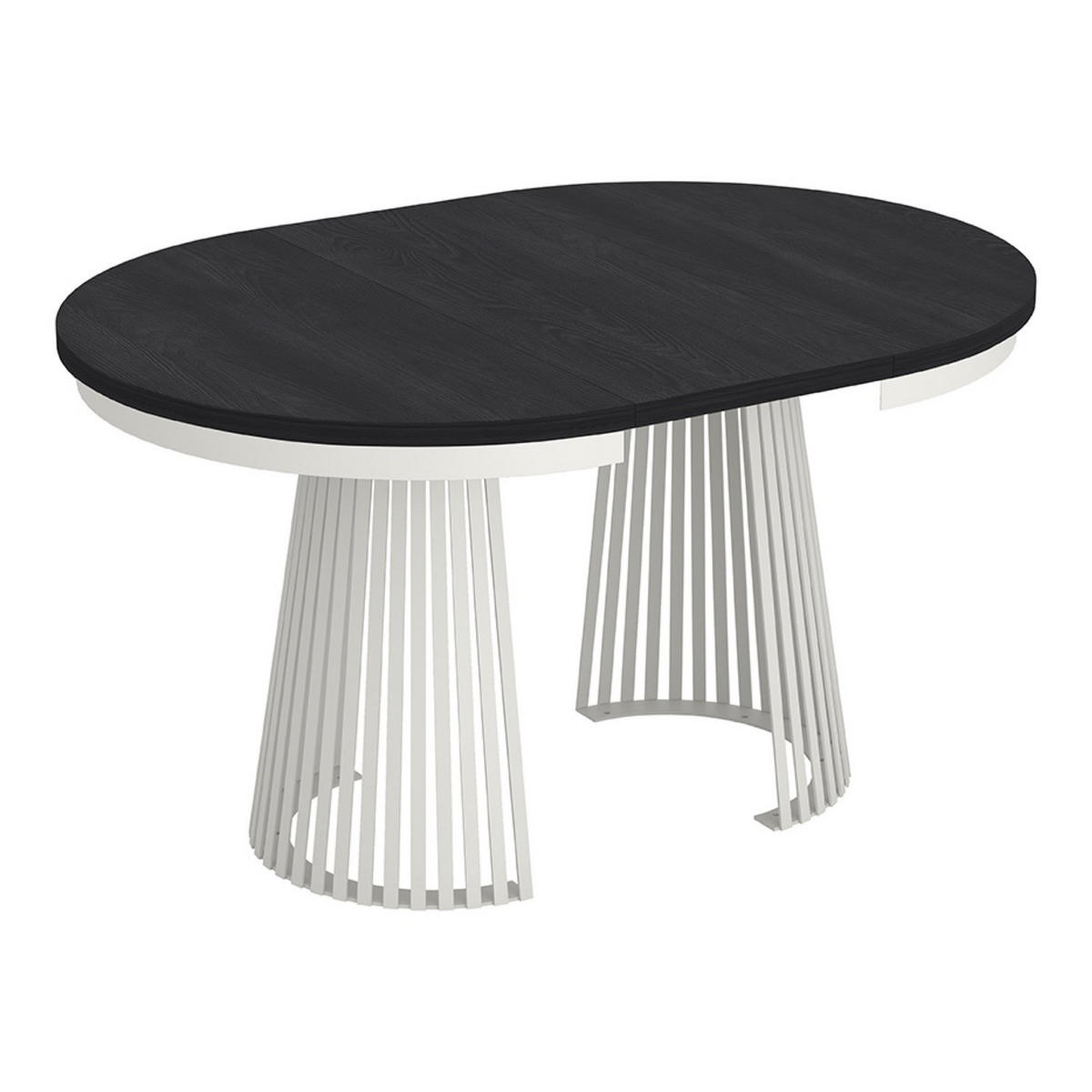 ESSTISCH Garda rund ausziehbar 100-180 x 100 x 76,6 cm Schwarz Paintflow/Weiß - Schwarz/Weiß, Holzwerkstoff (100/100/76.6cm) - Koseto