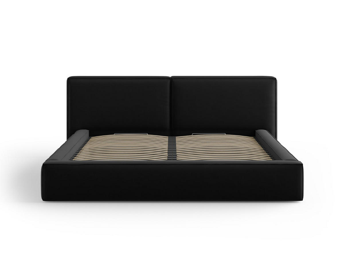 BETT mit Bettkasten und Kopfteil Jodie aus Samt schwarz 200x200cm - Schwarz, Textil (200/200cm) - Micadoni