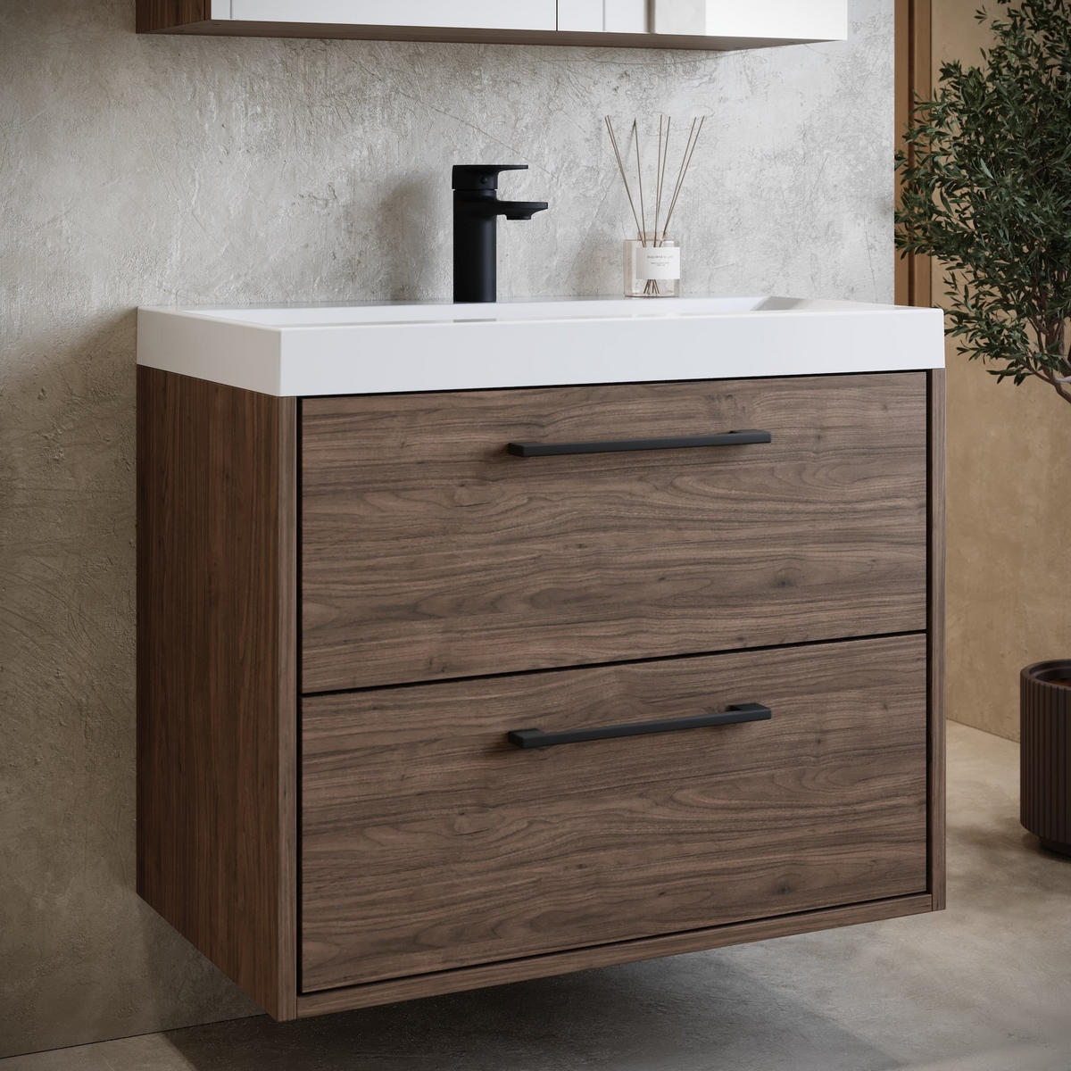 KÚPEĽŇOVÁ ZOSTAVA Florence 2 diely hnedý orech - 60 x 35 x 51 cm - farba duba, drevo (60/51/35cm) - Badplaats