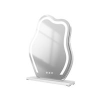KOSMETIKSPIEGEL Unregelmäßige Form mit Beleuchtung, Weiß, 43,2/30 cm - Weiß, Glas (30/12/43.2cm) - EMKE