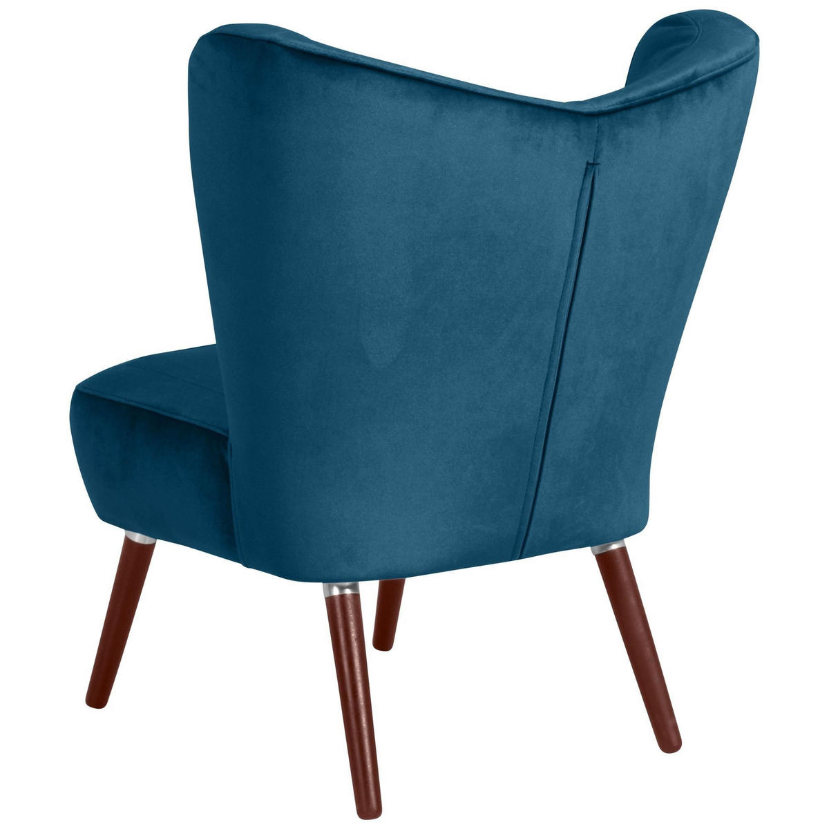 SESSEL Kathy Bezug Samtvelours Buche nussbaum dunkel / petrol - Blau, Kunststoff (70/86/69cm) - 58aufmkessel