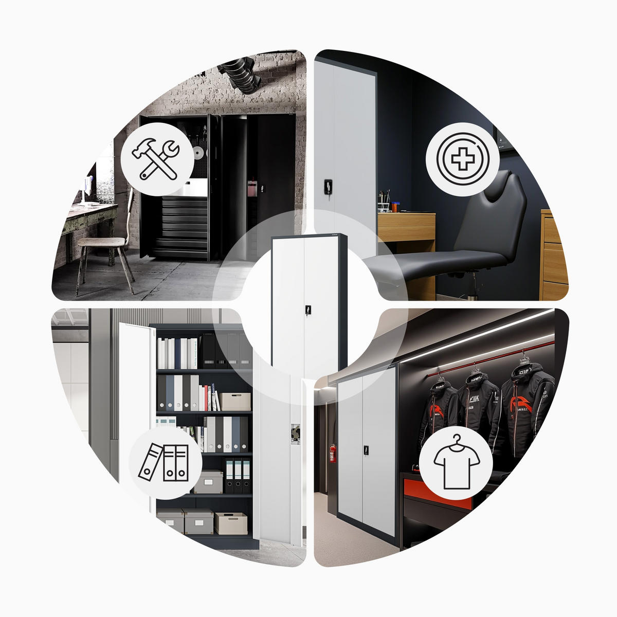 AKTENSCHRANK JAN H - Anthrazit/Weiß, Metall (90/195/40cm) - Jan Nowak