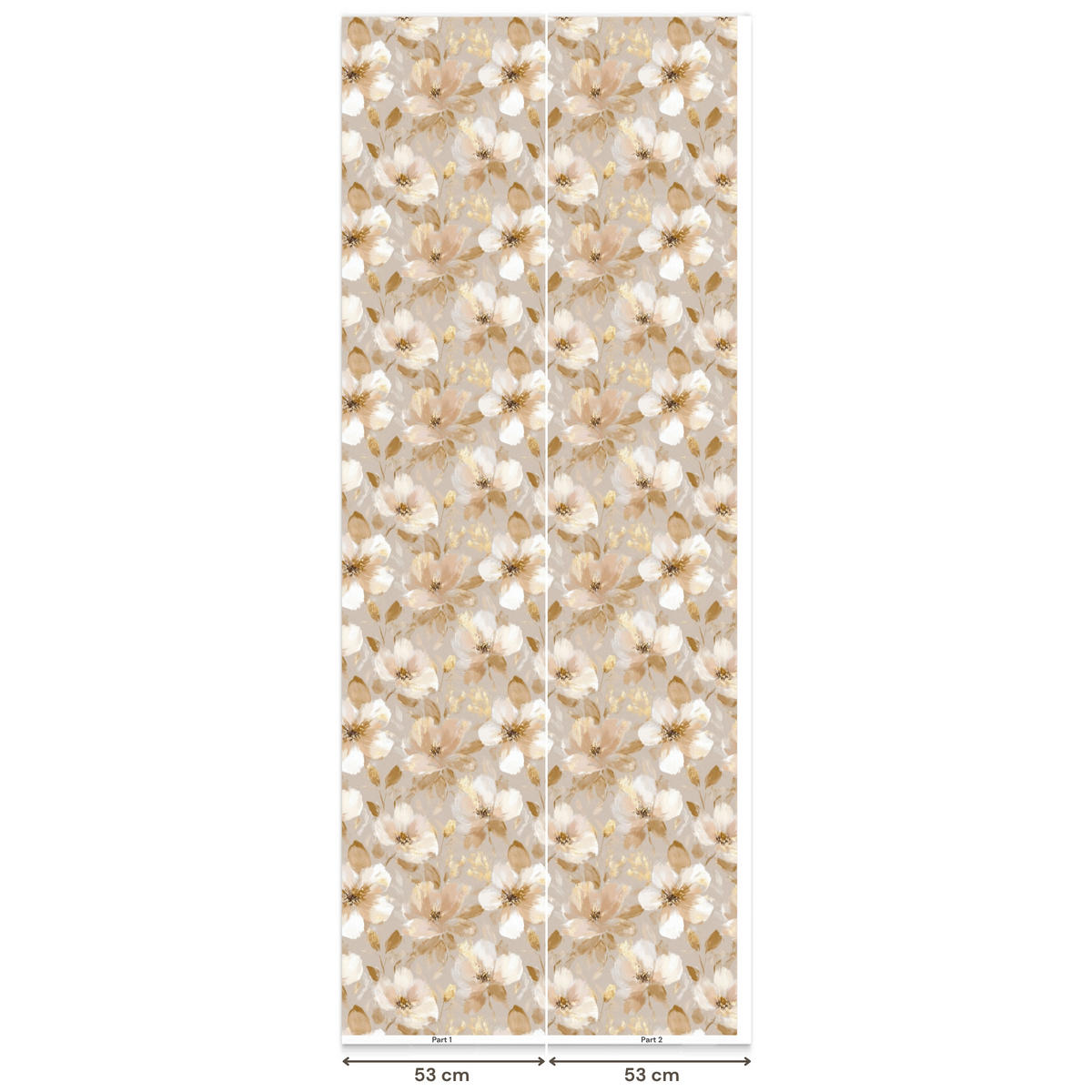 TAPETE - Blumen - künstlerisch - Gold - 100x260 cm - Beige, Papier (100/260cm) - OnlyWow