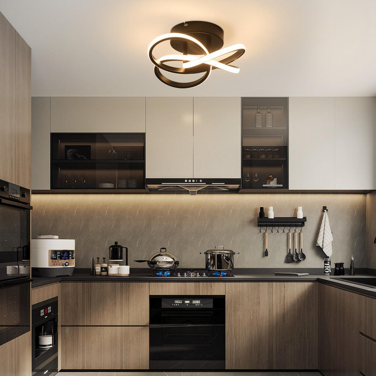 DECKENLEUCHTE Emmendingen II 32/32cm - Schwarz, Metall (32/32/16cm) - Nettlife