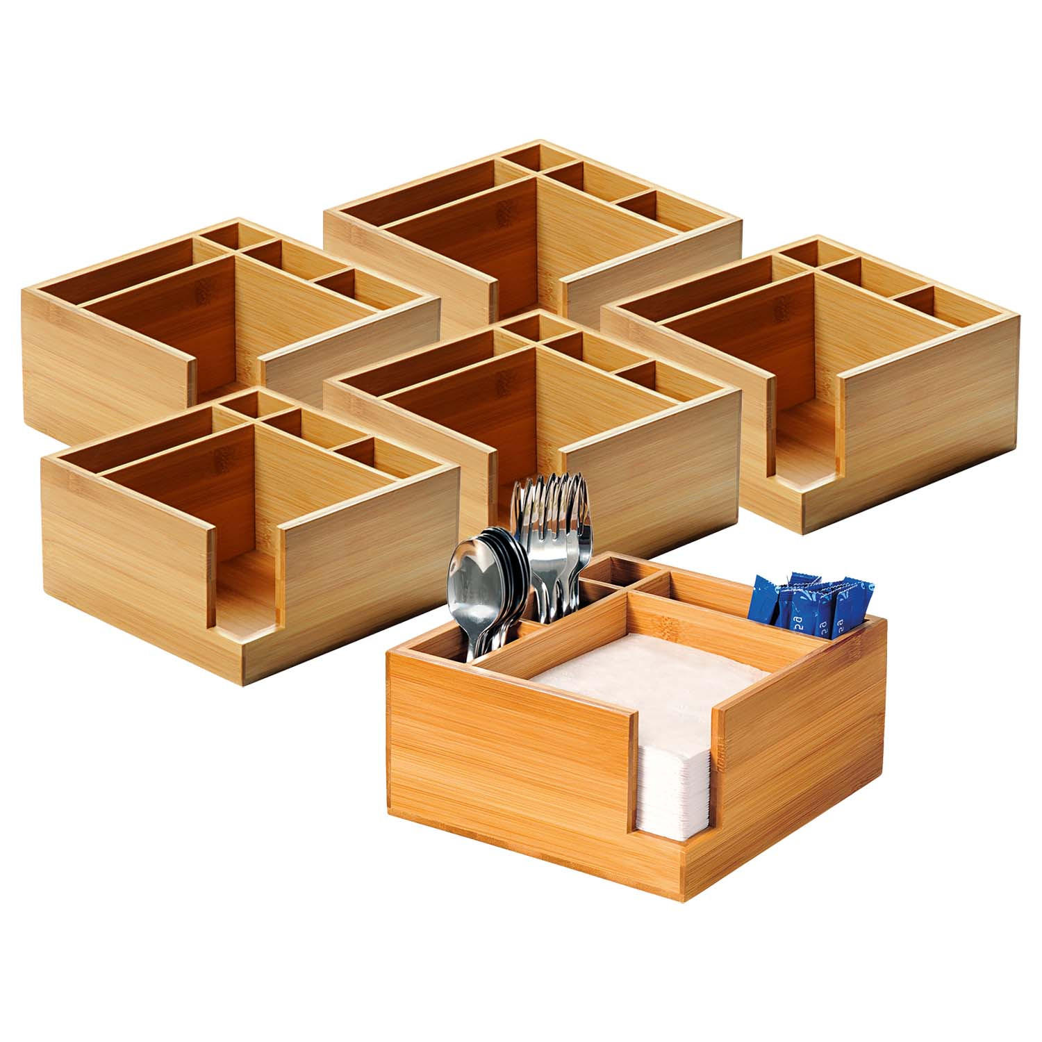 BESTECKBOX, 6 Stück - Bambus, 18 x 18cm - Naturfarben, Holz (18/9/18cm) - Kesper