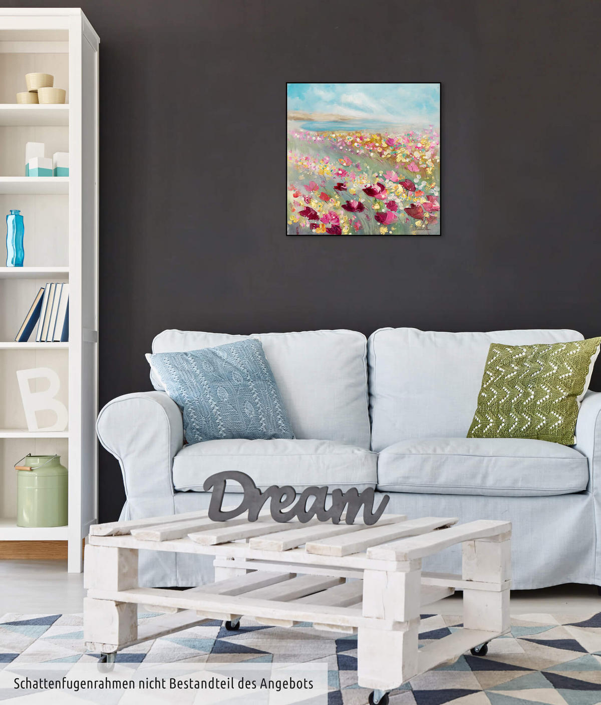 ÖLGEMÄLDE 60/60 cm - Blau/Pink, Holz/Textil (60/60cm) - KUNSTLOFT